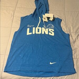 Men’s Nike NFL Blue Lions Hooded Sleeveless Top Size XL NWT